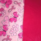 Pink Ribbon Breast Cancer Awareness Fleece Throw Blanket Hand Tied 56" x 68"