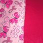 Pink Ribbon Breast Cancer Awareness Fleece Throw Blanket Hand Tied 56" x 68"