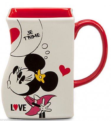 Disney Store Mickey and Minnie Mouse Interlocking Mug White Valentines Day New