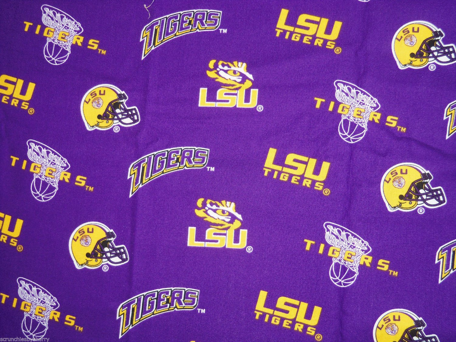 LSU Tigers Purple Fabric hair Scrunchie Scrunchies by Sherry NCAA