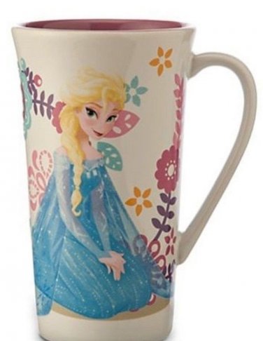 Disney Store Elsa Frozen Coffee Mug Cup Floral New 2015