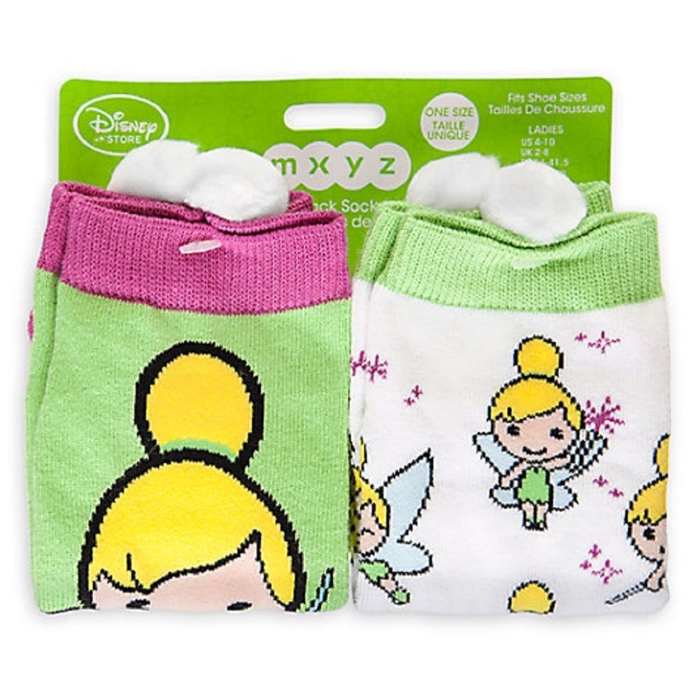 Disney Store Tinker Bell Socks for Women 2Pack Fits Shoe Sizes 510 New
