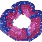 Blue Pink Purple Patchwork Fabric Hair Scrunchie Scrunchies by Sherry Ties Ponytail Holder