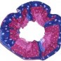 Blue Pink Purple Patchwork Fabric Hair Scrunchie Scrunchies by Sherry Ties Ponytail Holder