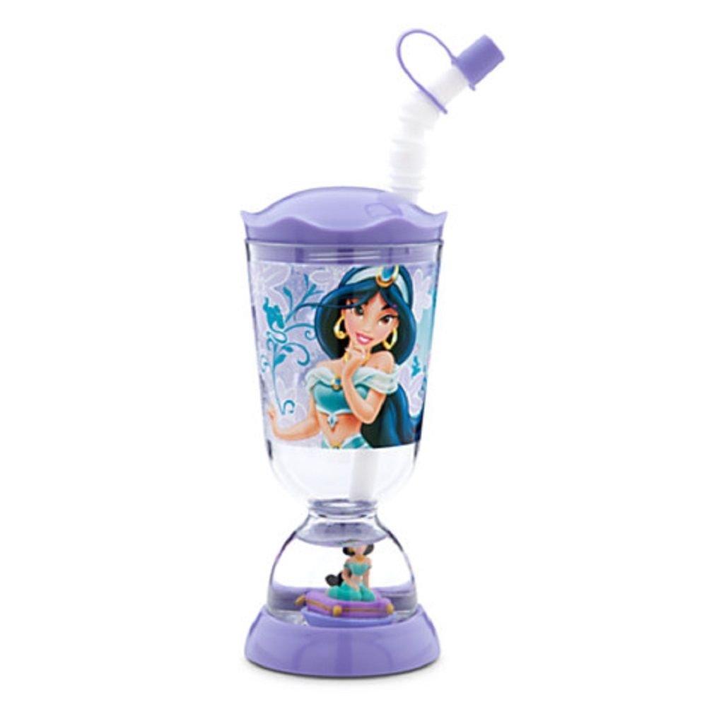 Disney Store Jasmine Snowglobe Tumbler Straw Meal Time Magic New check