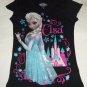 Disney Frozen Elsa Snow Queen T-Shirt Shirt Black Girls Size 7-8