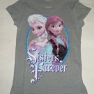 Disney Frozen Elsa Anna Sisters Forever  T-Shirt Shirt Gray Girls Size 10/12