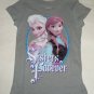 Disney Frozen Elsa Anna Sisters Forever  T-Shirt Shirt Gray Girls Size 10/12