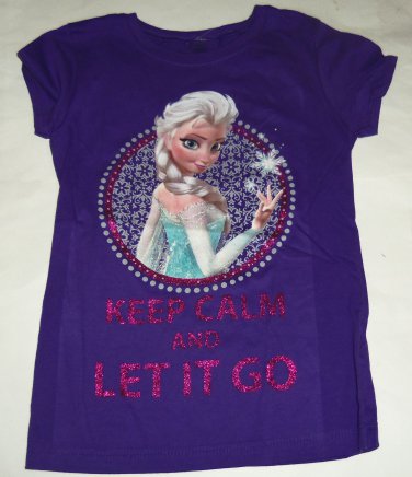 Disney Frozen Elsa Let it Go T-Shirt Shirt Purple Girls Size 7-8