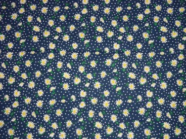White Daisies Floral BlackNavy Fabric Hair Ties Scrunchie Scrunchies by Sherry