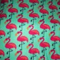Flamingos on Aqua Fleece Blanket Baby Pet Lap Hand Tied 30" x 24"