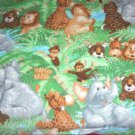 Jungle Animals Green Fleece Blanket Baby Pet Lap Hand Tied 30" x 24"
