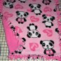 Panda Bears on Pink Fleece Blanket Baby Pet Lap Hand Tied 30" x 24"