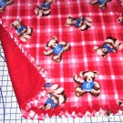 Teddy Bears Red Plaid Fleece Baby Pet Lap Blanket  Hand Tied 30" x 24"