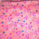 Teddy Bears Peach Pink Fleece Baby Pet Lap Blanket  Hand Tied 30" x 24"