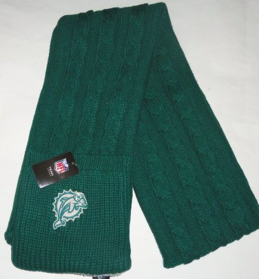 Miami Dolphins NFL Scarf Pockets Knit Fleece Football Winter Headwear