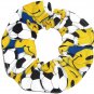 Soccer Balls Happy Faces Yellow Fabric hair Scrunchie Scrunchies by Sherry
