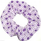 Purple White Honeycomb Print Hair Scrunchie Ponytail Holder  Scrunchies by Sherry