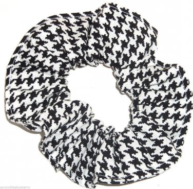 Black White Houndstooth Print Hair Scrunchie Ponytail Holder  Scrunchies by Sherry