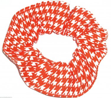 Orange White Houndstooth Print Hair Scrunchie Ponytail Holder  Scrunchies by Sherry