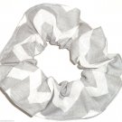 Gray Chervon Wide Print Hair Scrunchie Ponytail Holder Scrunchies by Sherry