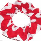 Red Chervon Wide Print Hair Scrunchie Ponytail Holder Scrunchies by Sherry