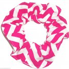Pink Chervon Print Hair Scrunchie Ponytail Holder Scrunchies by Sherry