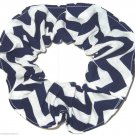Navy Chervon Print Hair Scrunchie Ponytail Holder Scrunchies by Sherry
