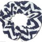 Navy Chervon Print Hair Scrunchie Ponytail Holder Scrunchies by Sherry