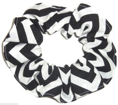 Black Chervon Print Hair Scrunchie Ponytail Holder Scrunchies by Sherry