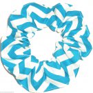 Turquoise Chervon Print Hair Scrunchie Ponytail Holder Scrunchies by Sherry