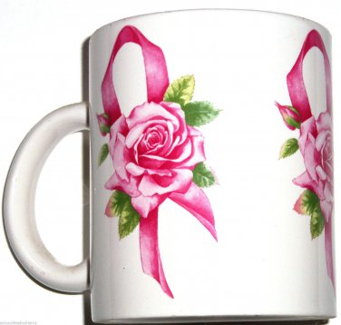 Avon Pink Ribbon Roses Coffee Mug Cup Breast Cancer Awareness Tea