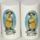 Morton Salt Pepper Shakers Ceramic Yellow Rain Coat Premium Since 1876 New