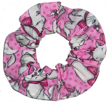 Disney Marie Pink White Fabric hair Scurnchie Scrunchies by Sherry
