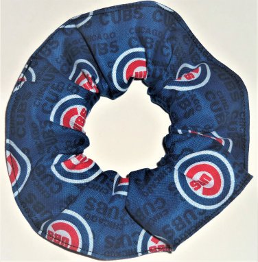 Chicago Cubs Blue Mini Print Fabric Hair Scrunchie Scrunchies by Sherry MLB Baseball