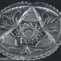 American Briliant Cut Glass Nappy Dish Candy Vintage ABP Star Leaves Libbey