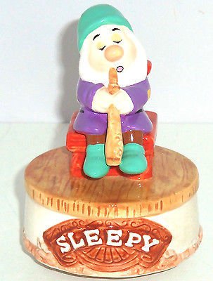 Disney Sleepy Dwarfs Snow White Music Box Schmid Brahms Lullaby Sir Lanka MIB