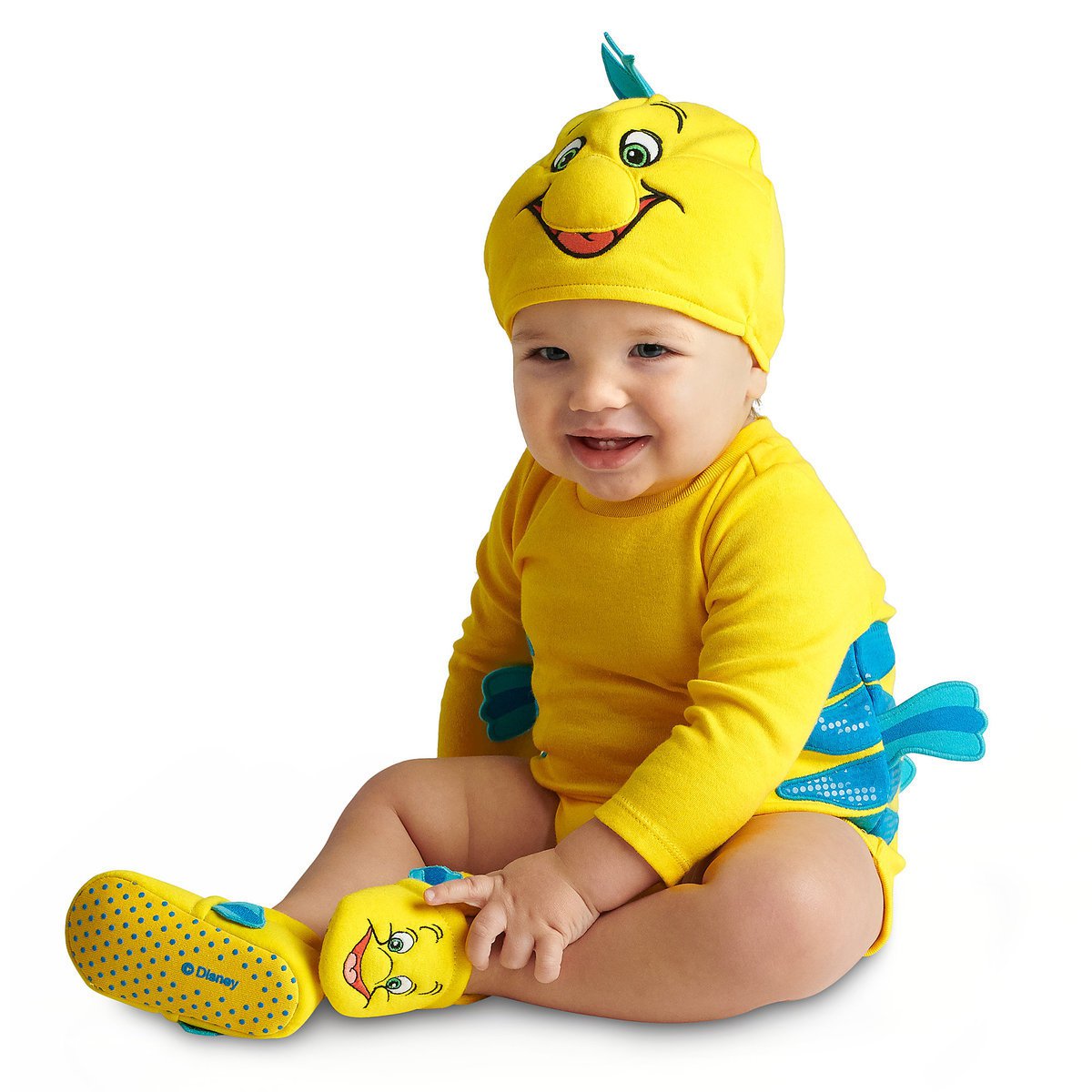 Disney Store Flounder Baby Costume Bodysuit Hat The Little Mermaid 69
