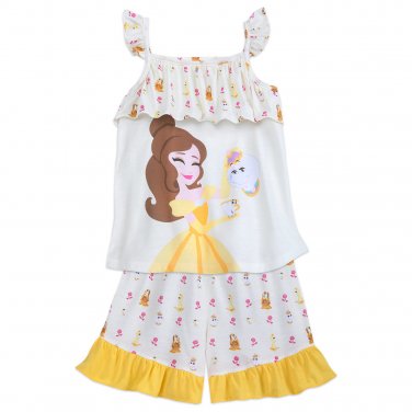 Disney Store Belle 2 Piece Pajamas Short Sleep Set Size 5/6 2018
