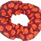 Halloween Pumpkins Maroon Fabric Hair Scurnchie Scrunchies by Sherry