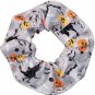 Halloween Pumpkins Witches Ghosts Gray Fabric Hair Scurnchie Scrunchies by Sherry