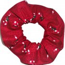 Candy Cane Christmas Holiday Red Crackle Fabric Hair Scrunchie Ties Scrunchies by Sherry