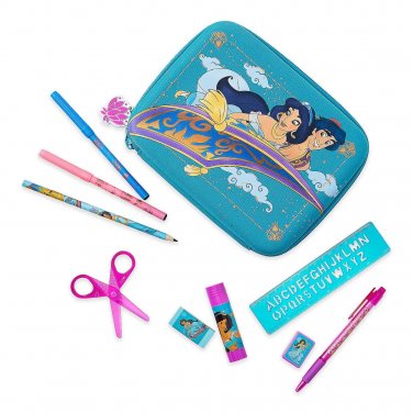 Disney Store Aladdin Jasmine Zip Up Art Case Stationary Pencils Markers 2019