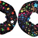 Rainbow Stars with Glitter Fabric Hair Ties Scrunchie Scrunchies by Sherry Set of 2