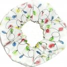 Holiday Lights Christmas Holiday White Fabric Hair Scrunchie Ties Scrunchies by Sherry