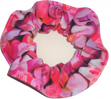 Valentines Pink Conversation Hearts Fabric Hair Scrunchies Photo Fabric