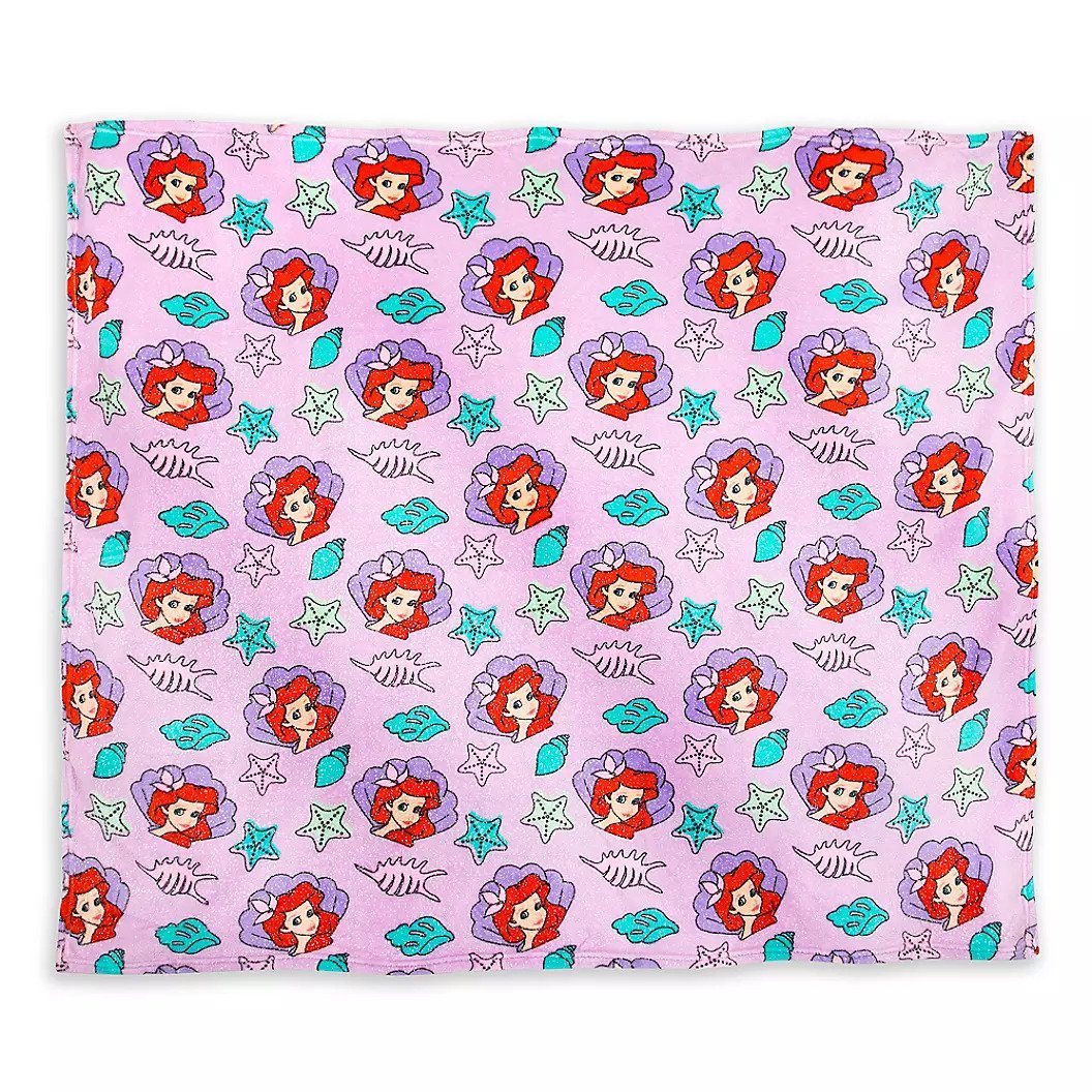 Disney Store Princess Ariel Little Mermaid Purple Fleece Throw Blanket 2020 