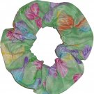 Butterflies Butterfly Green Glitter Fabric Hair Scrunchie Ties Scrunchies by Sherry