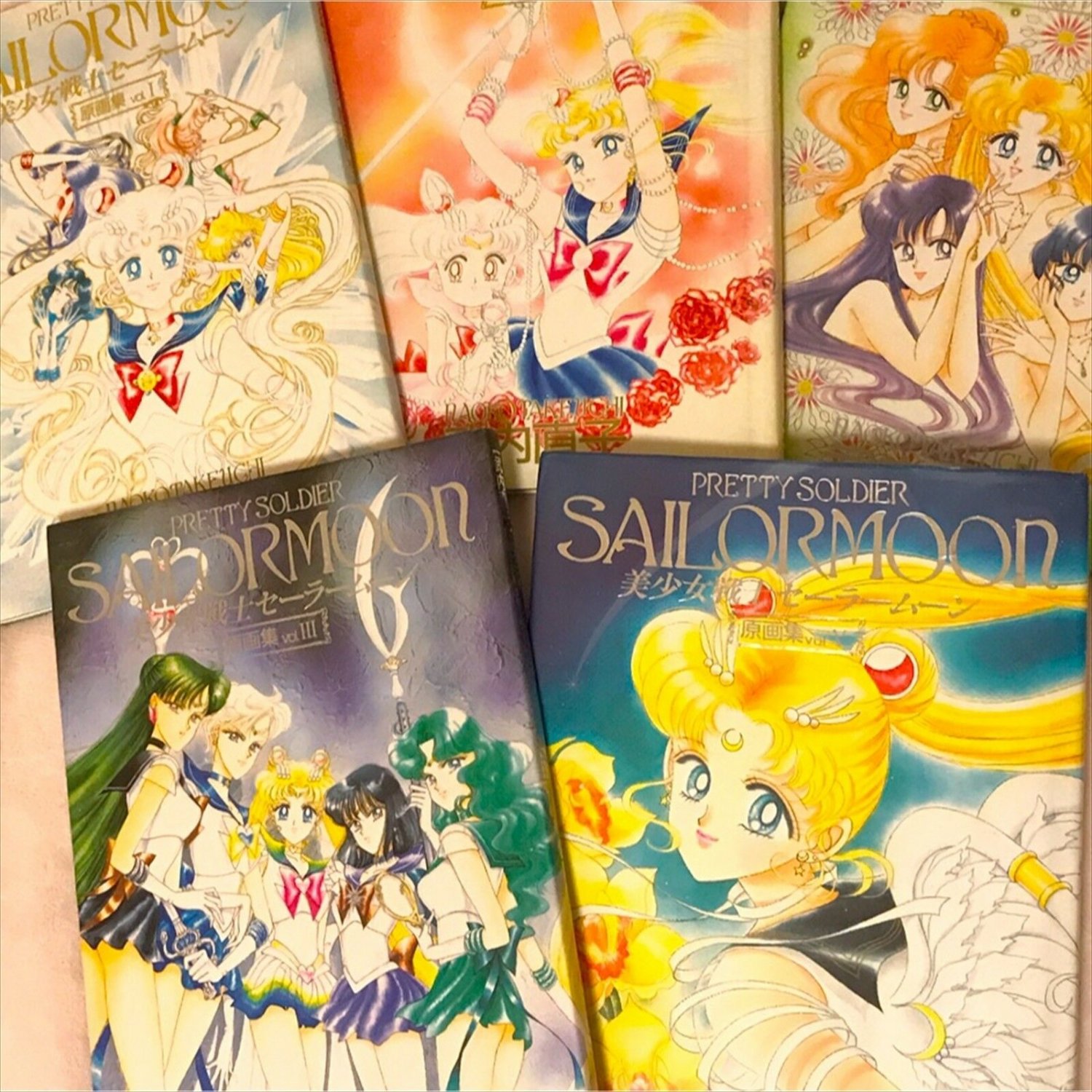 Sailor Moon Illustration Art Book Vol 1 2 3 4 5 Set Used