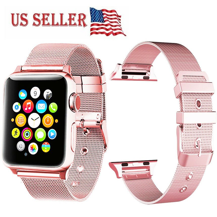 42mm Milanese Stainless Steel Bracelet Strap Band Apple Watch Series3 2 1 Rose G